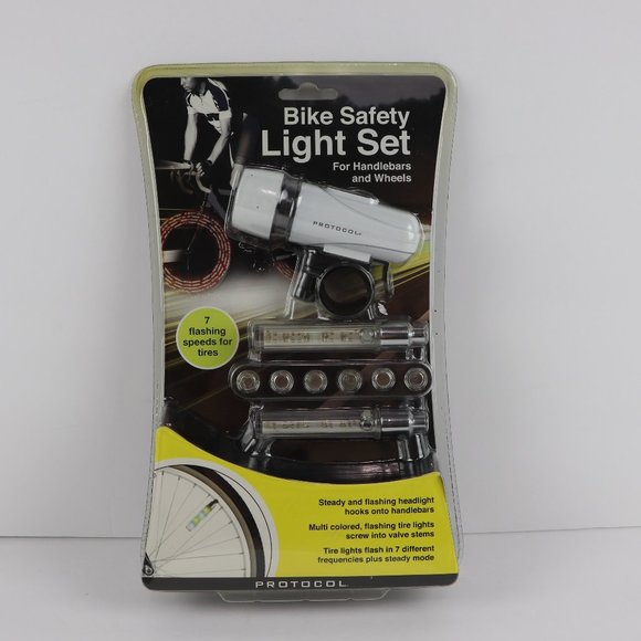 Protocol Bike Safety Light Set For Handlebars And Wheels ~ 7 Flashing Speeds - Picture 1 of 7